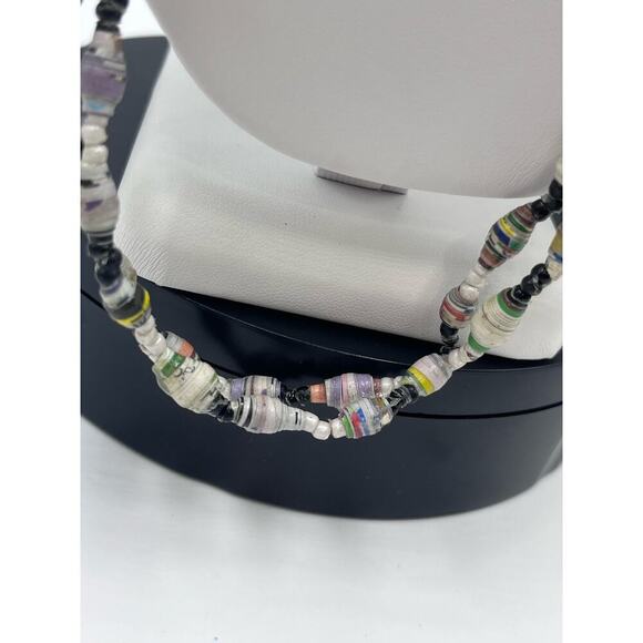 Multicolor Double Strand Paper
Bead Necklace‎ - Picture 7 of 11